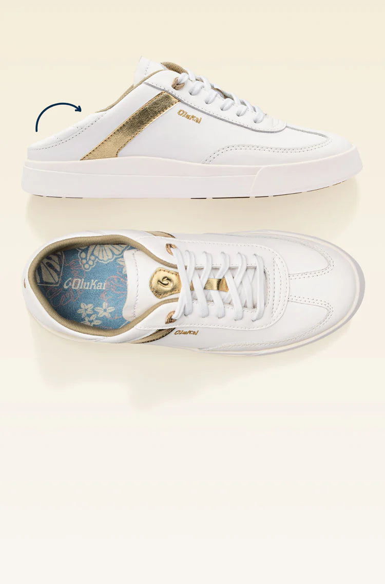 background image of haupu sneaker on cream background